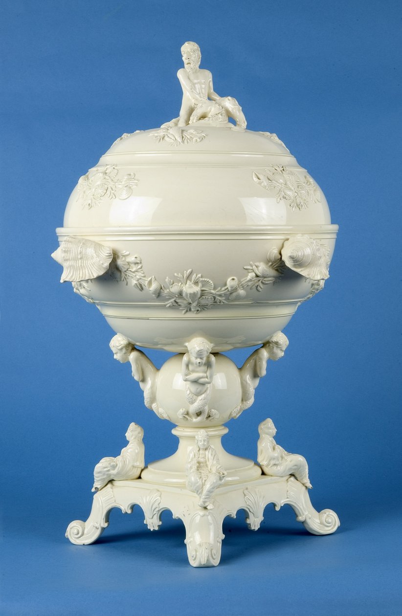 Cocklepot na stojanu, Leeds, cca 1790 (creamware) od English School