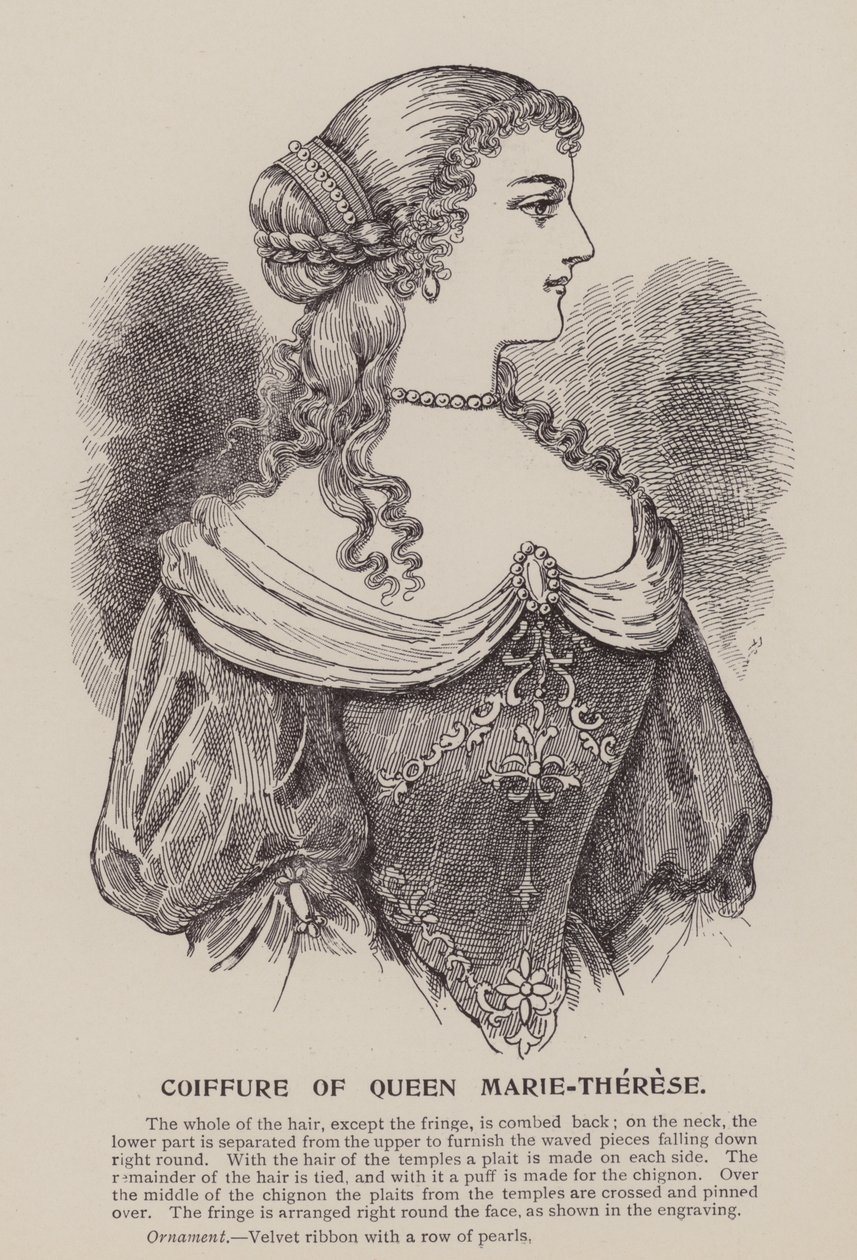 Účes královny Marie Terezie (rytina) od English School