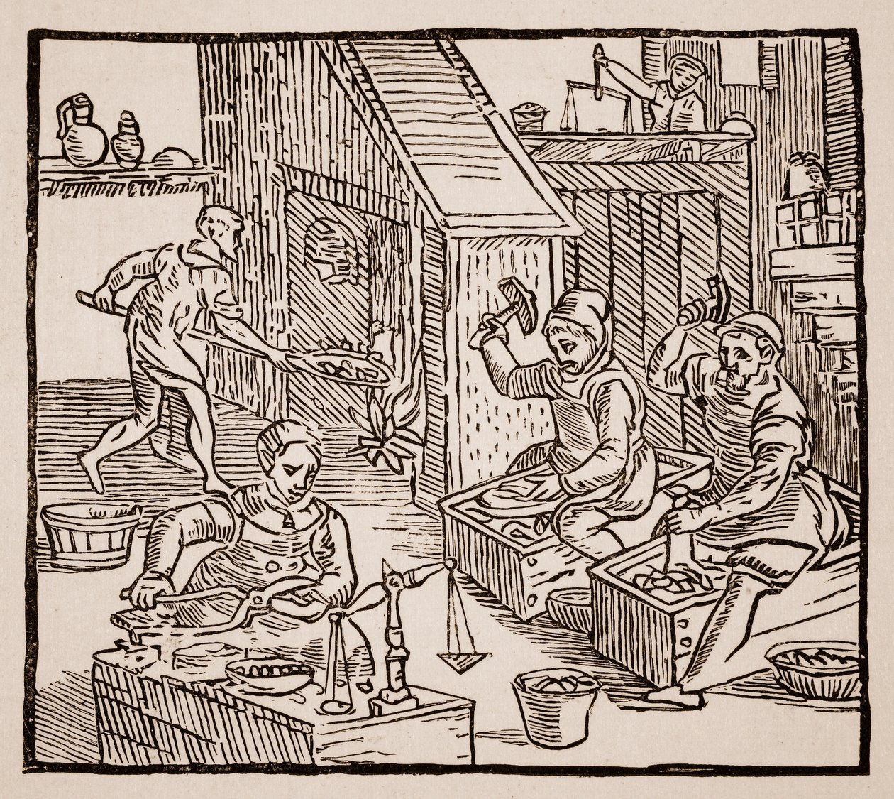 Coiners at Work, 1577 (sépiová fotografie) od English School