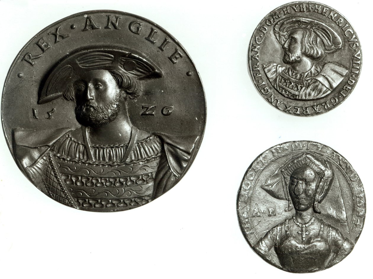 Mince zobrazující Jindřicha VIII. a Annu Boleynovou (zlato) od English School