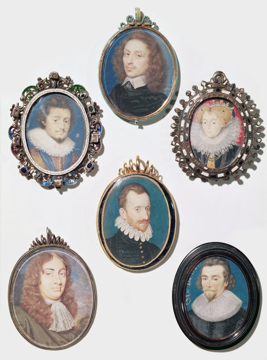 Sbírka miniatur, LtoR, horní řada: Frederich V (1596-1632) kurfiřt palatin, český král od English School