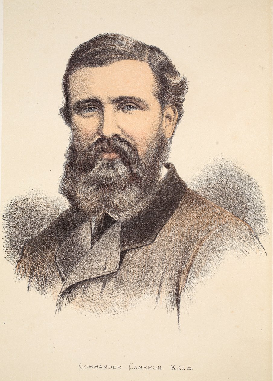 Velitel Cameron, ilustrace z Obrazové edice života a objevů Davida Livingstona od J. Ewinga Richieho, pub. od A. Fullarton & Co., 1876 od English School