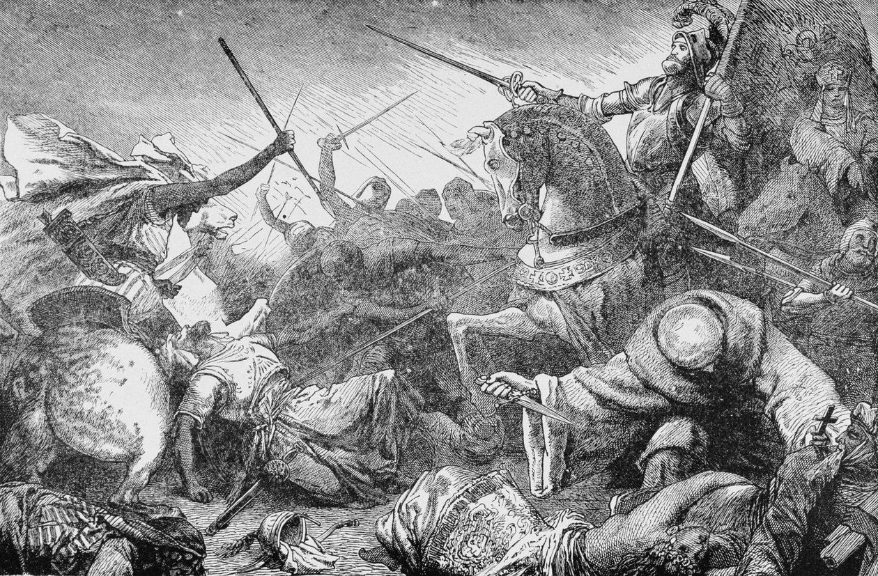 Conflict with the Saracens, from The History of France, Emile de Bonnechose, vydal Ward, Lock and Co, London od English School