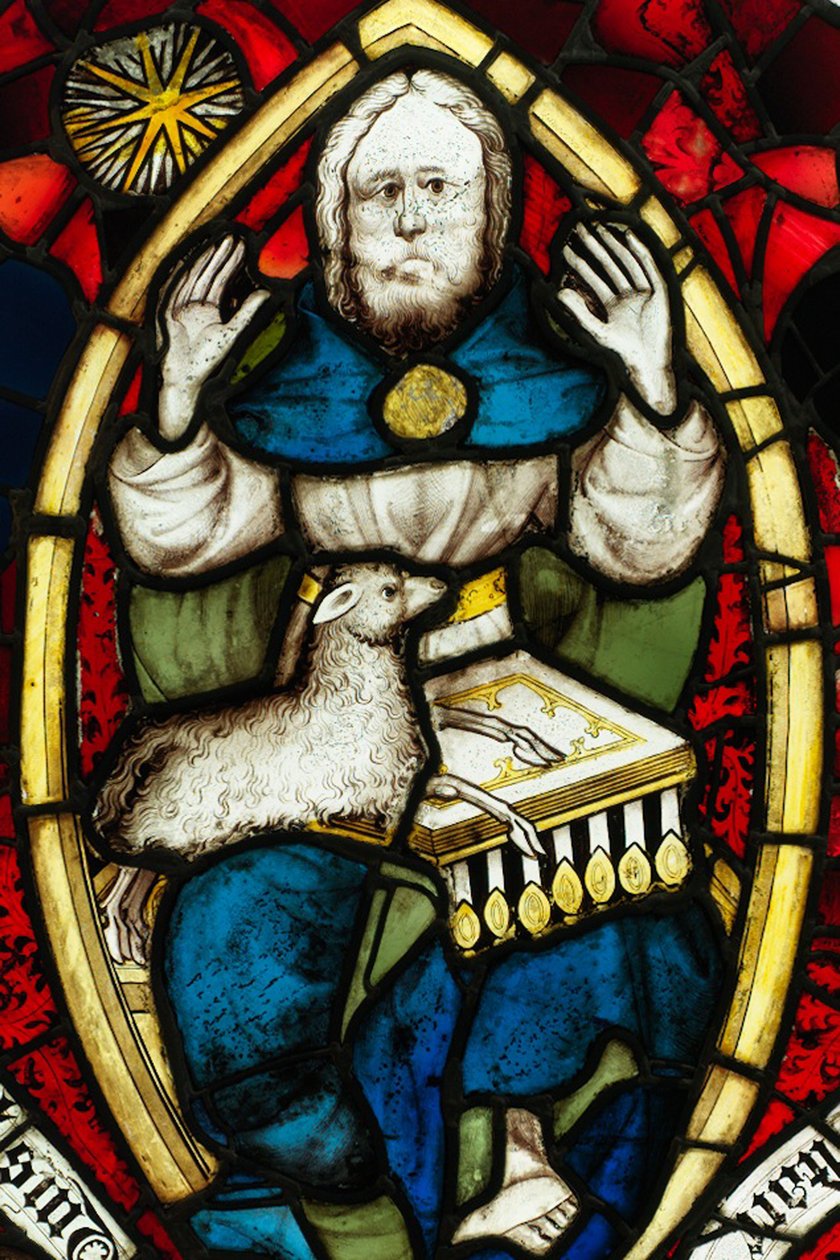 Zachovalá část z Velkého východního okna v York Minster: „Otevření šesté pečeti“ od English School