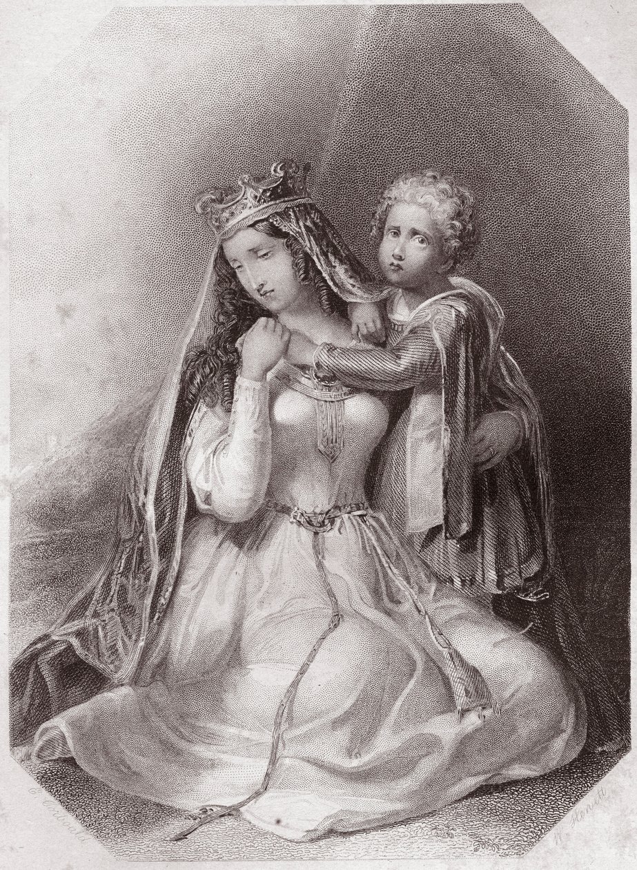Constance z Bretaně, vdova po Geoffroyi Plantagenovi Život a smrt krále Jana) Lady Constance vdova po Geoffreyi II., vévodovi z Bretaně (Život a smrt krále Jana) v - „“ Shakespearově ženské galerii, sbírka čtyřiceti pěti vážných portrétů podle od English School