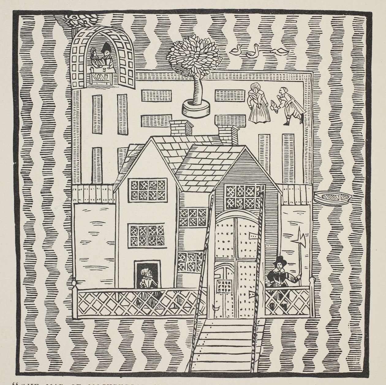 Kopie mapy Mockbeggar Hall s jeho situací v rozlehlé zemi zvané kdekoli, kolem roku 1633, z Balady z Roxborough od English School