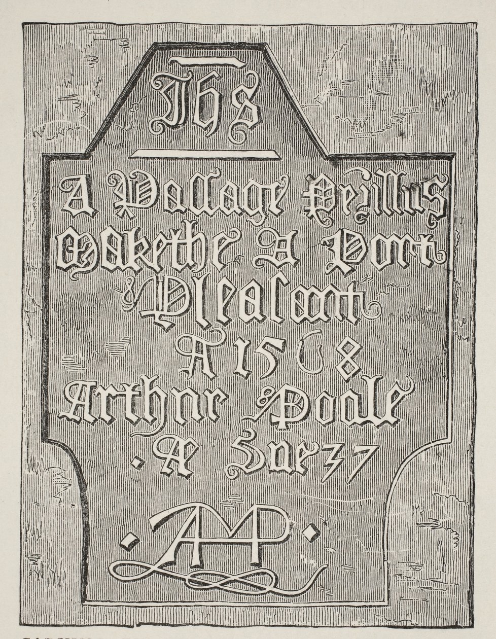 Kopie řezby od Arthura Poolea na stěně jeho vězeňské cely ve věži, 1568 od English School