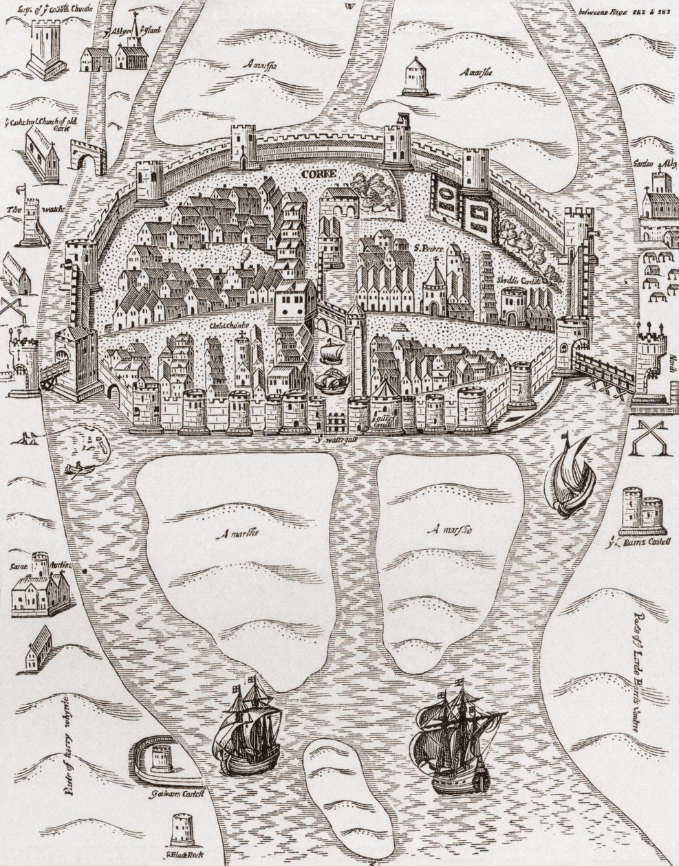 Cork, County Cork, Irsko v roce 1633, z „Krátké historie anglického lidu“ od J. R. Greena, vydaného v roce 1893 od English School