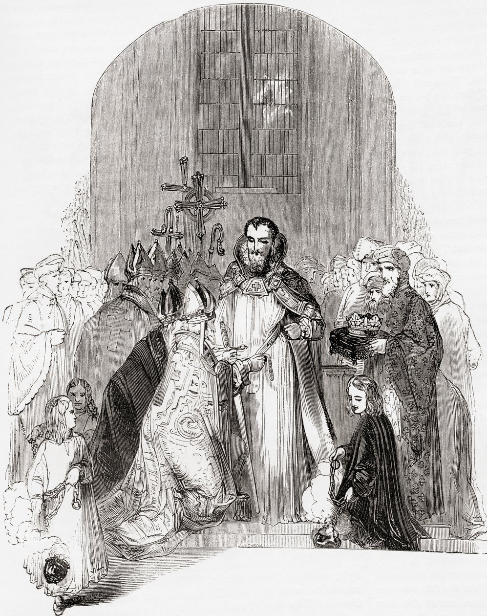 Korunovace Jindřicha IV., ze staré Anglie: z knihy Henry Henry Henry: A Pictorial Museum, vyd. 1847 od English School