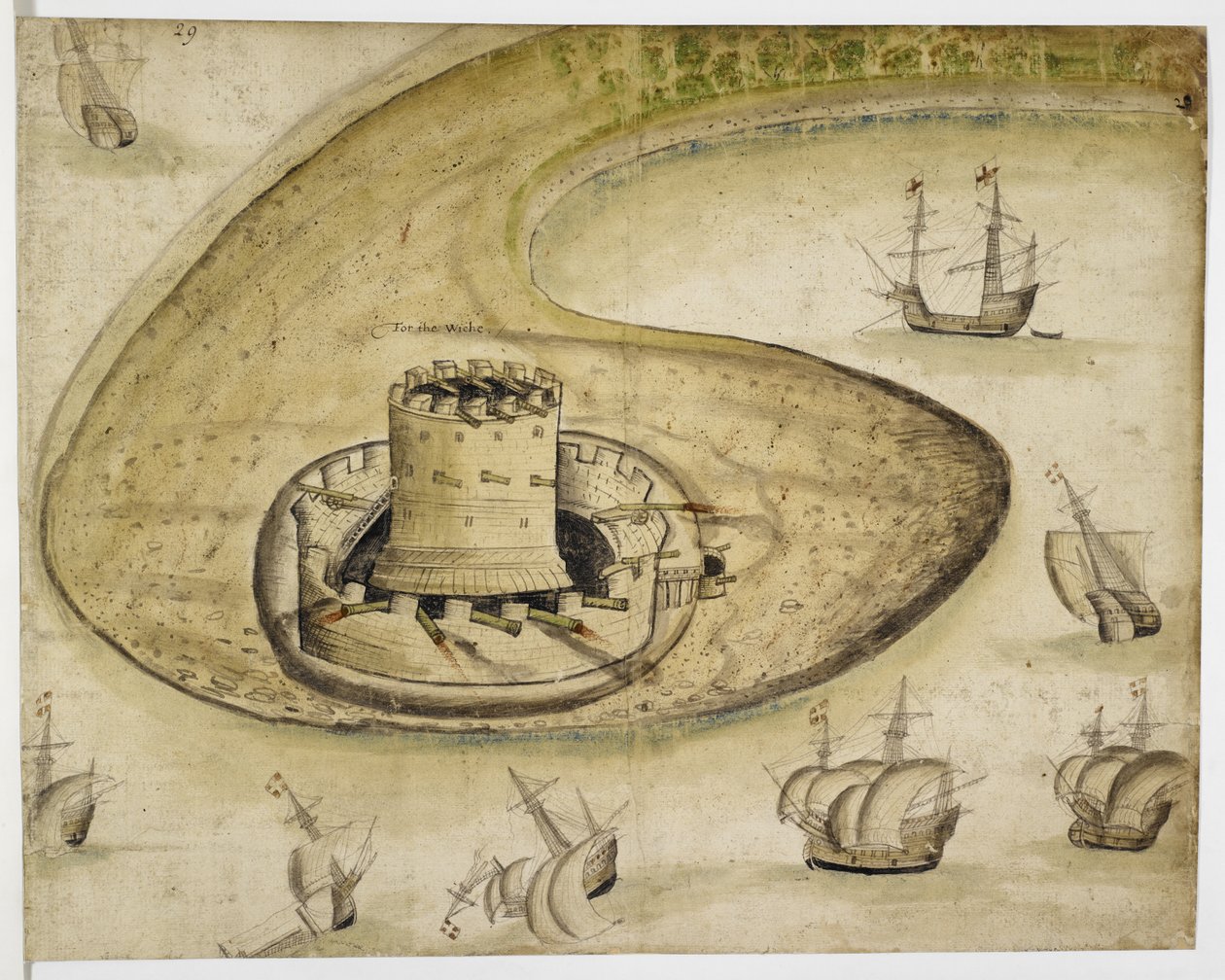 Bavlník Augustus I.ii f. 29 Zámek Calshot od English School