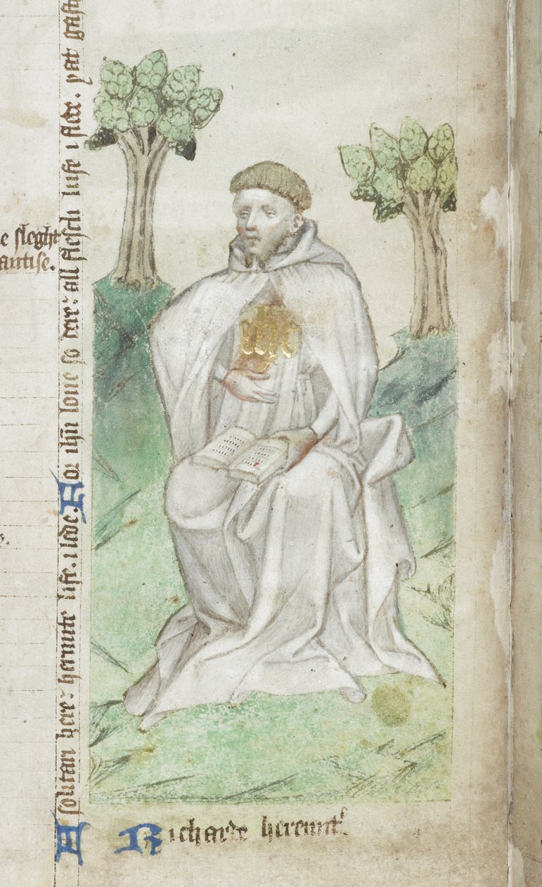 Bavlna MS Faustina B.VI (2) f008v, Richard Rolle of Hampole, detail (vellum) od English School