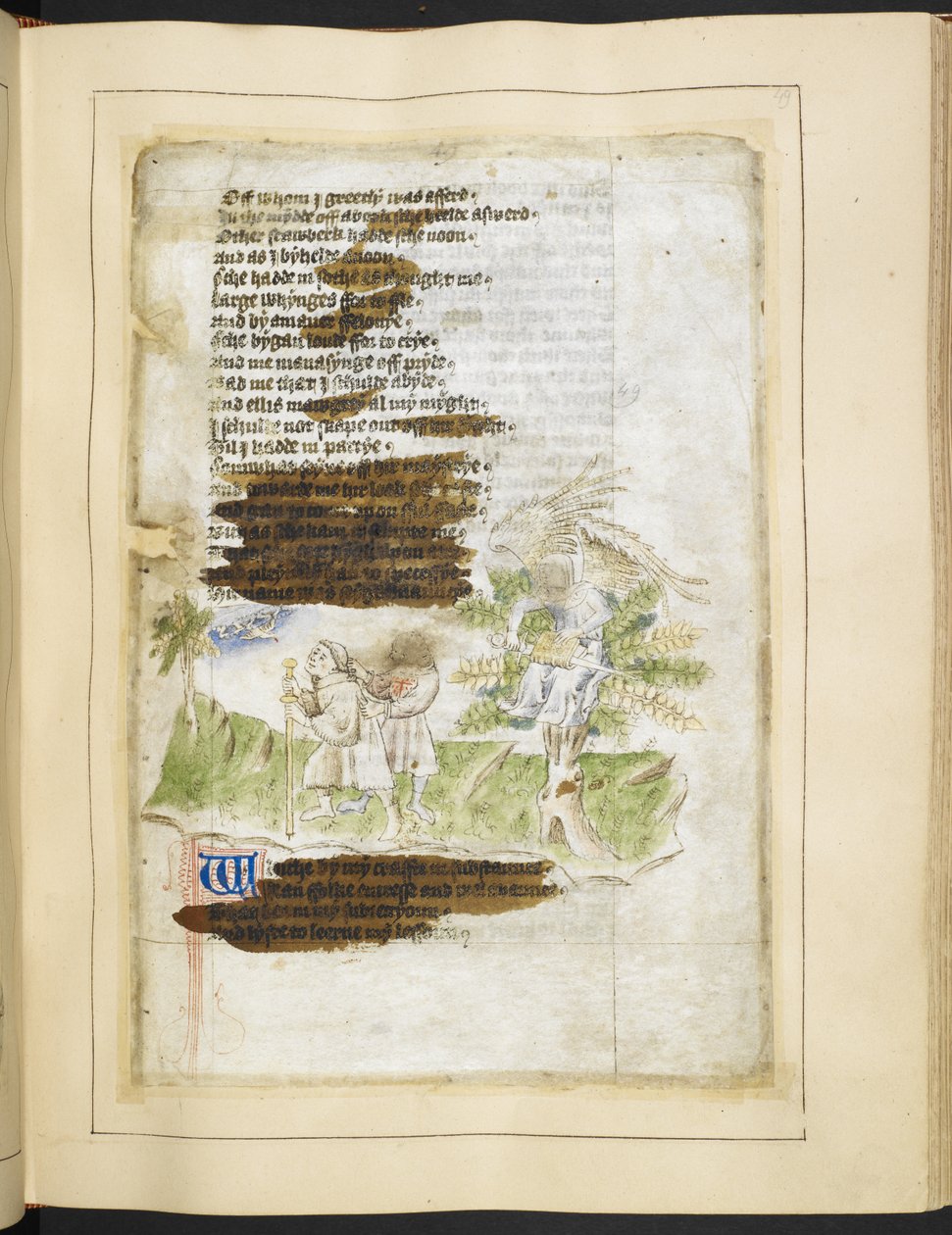 Cotton Paní Tiberius A vii fol. 49 Personifikace nekromancie (vellum) od English School