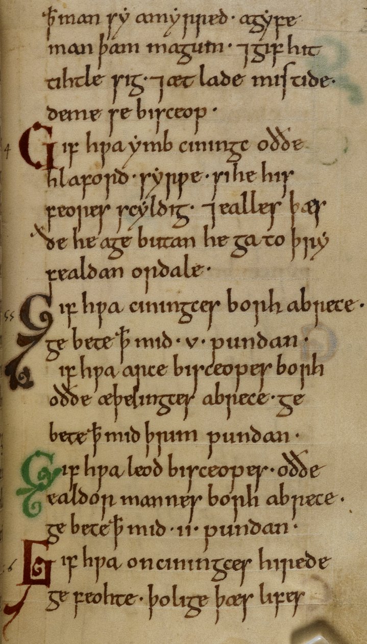 Bavlna Nero A. I. f.33 Zákoník krále Cnuta (vellum) od English School