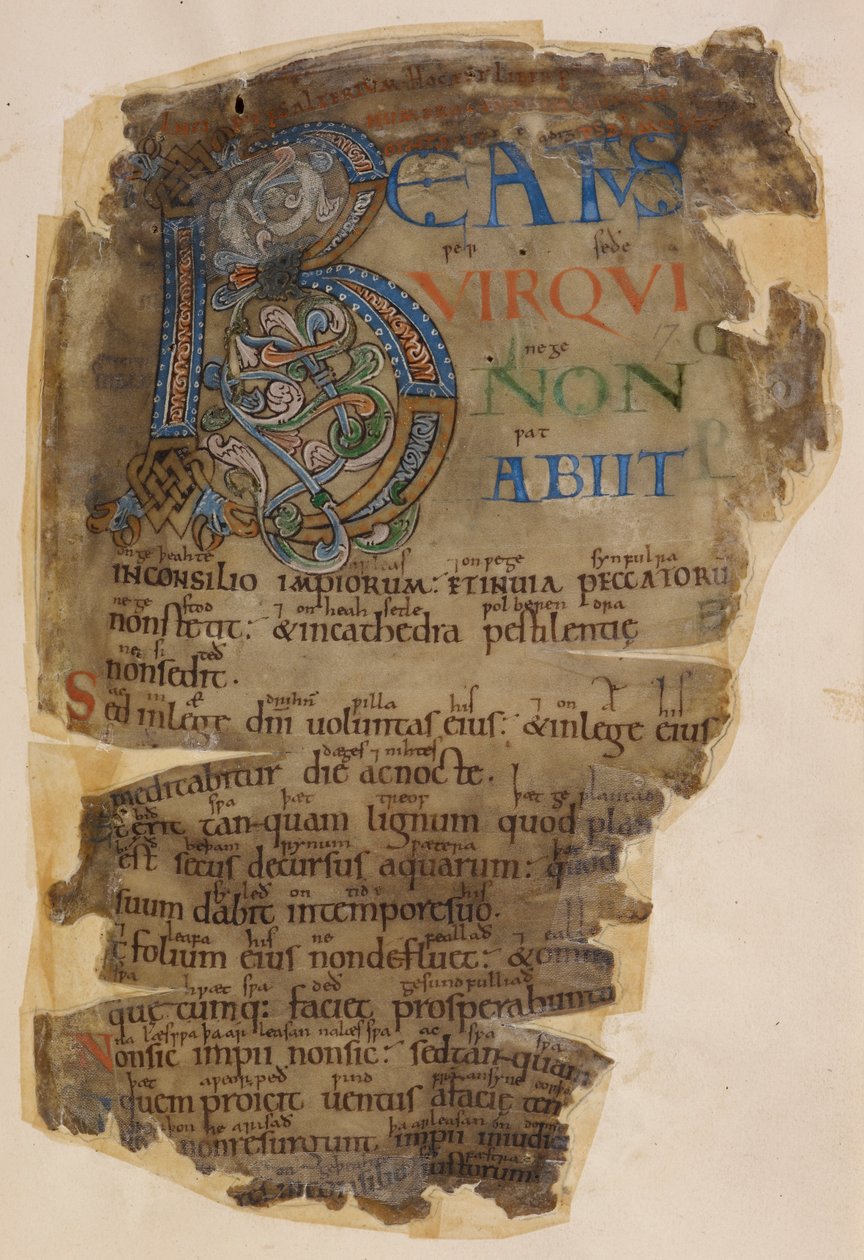 Bavlna Vitellius E. XVIII f.18, Beowulf, Iluminovaná strana žaltáře 