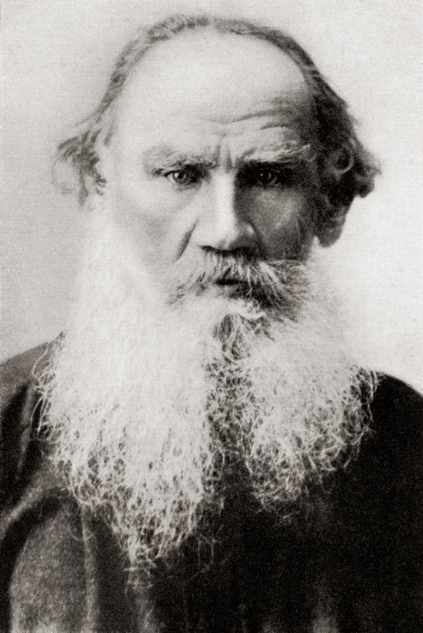 Hrabě Lev Nikolajevič Tolstoj, známý též jako Lev Tolstoj, z Hutchinsonovy Historie národů, vyd. 1915 (tisk) od English School
