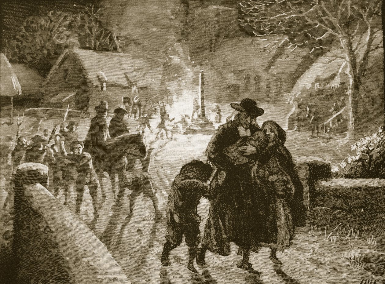 Covenanti vystěhovávají episkopálního duchovního, ilustrace z Cassells Illustrated History of England (sépiová fotografie) od English School