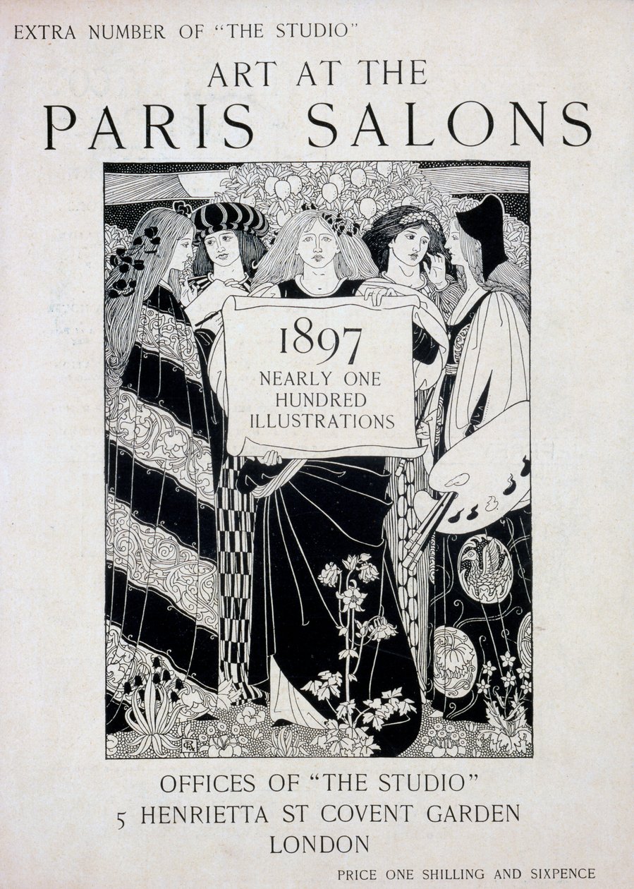 Obálka Art at the Paris Salons, extra číslo časopisu The Studio, 1897 (litho a knihtisk) od English School
