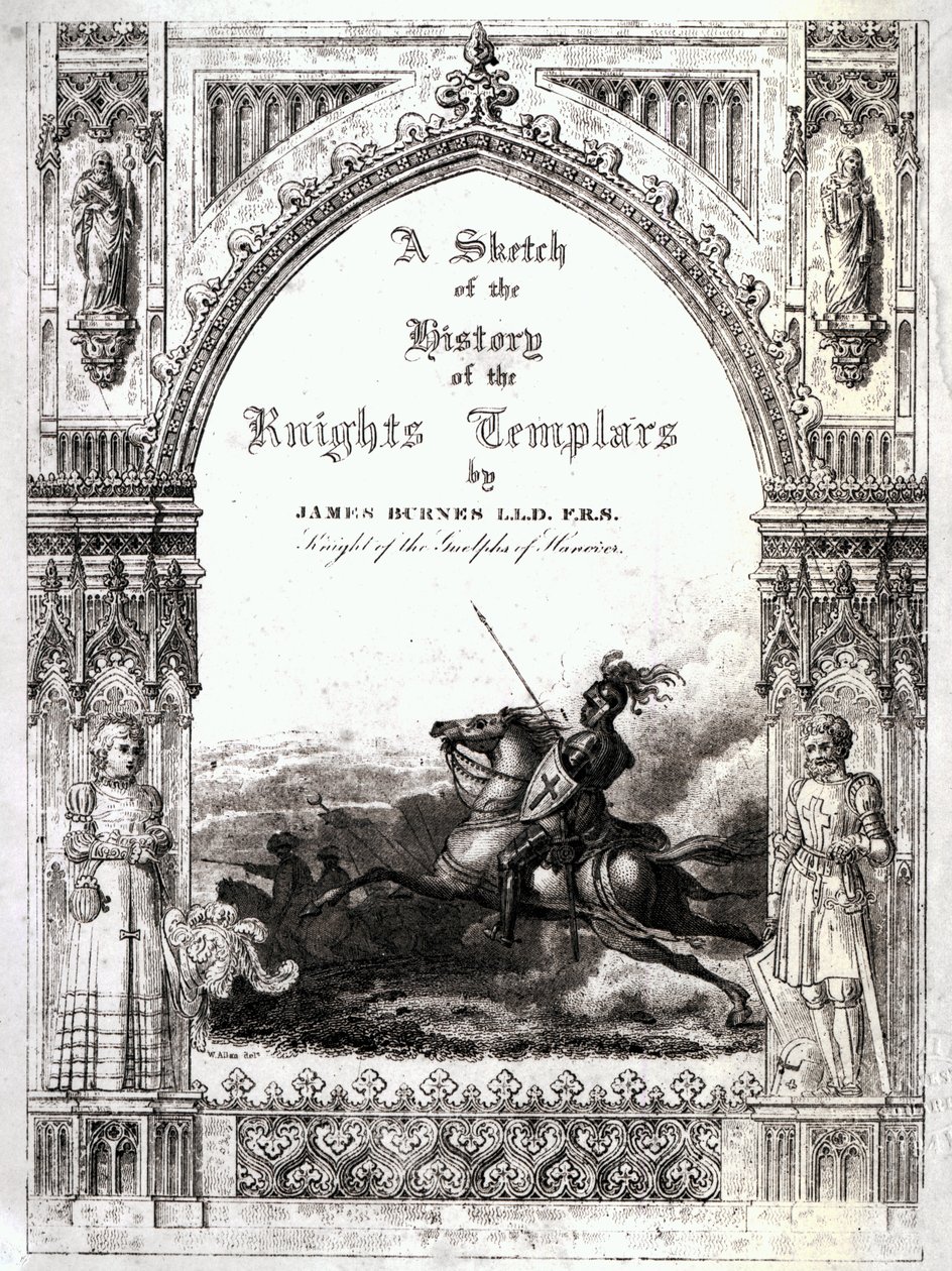 Obálka Náčrtu historie templářských rytířů od Jamese Burnese od English School