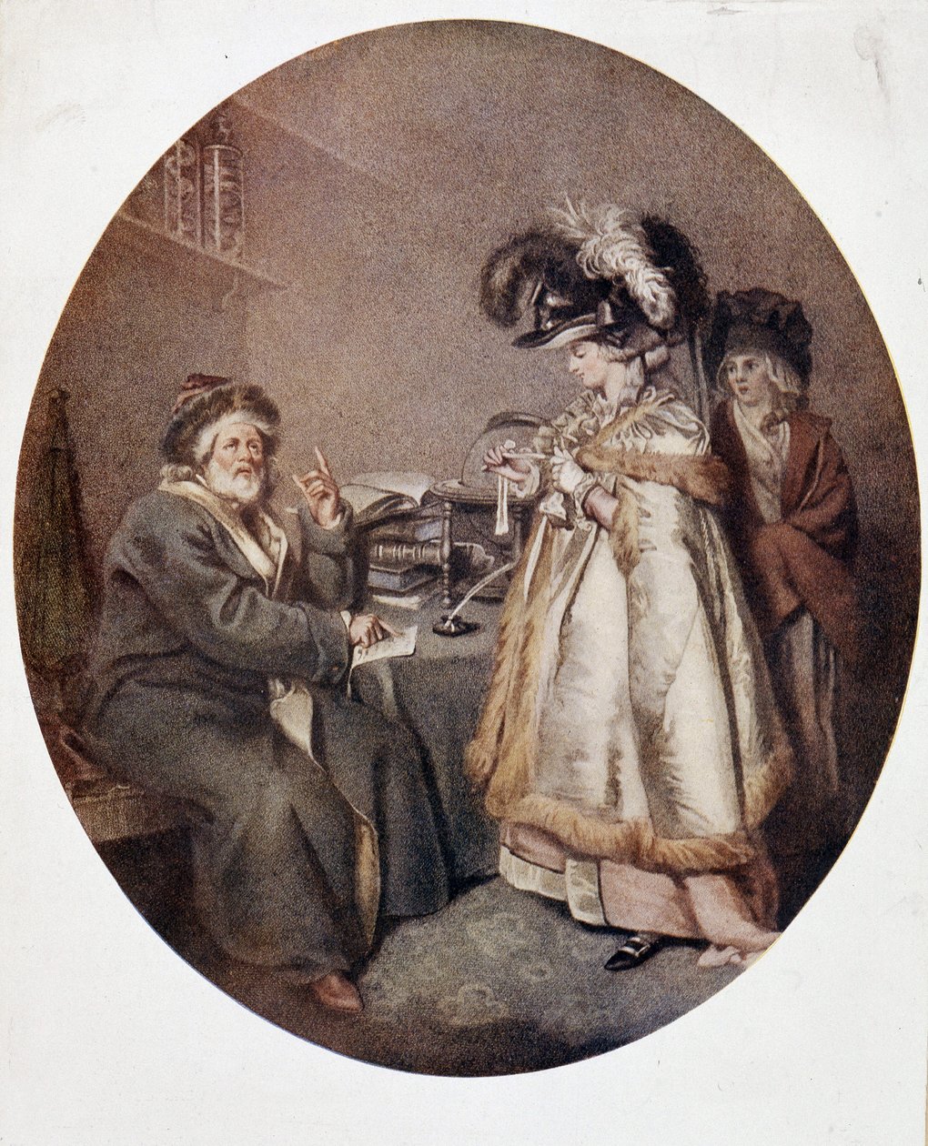 Důvěřivá žena a astrolog, anglický obraz, n.d. 18. století od English School