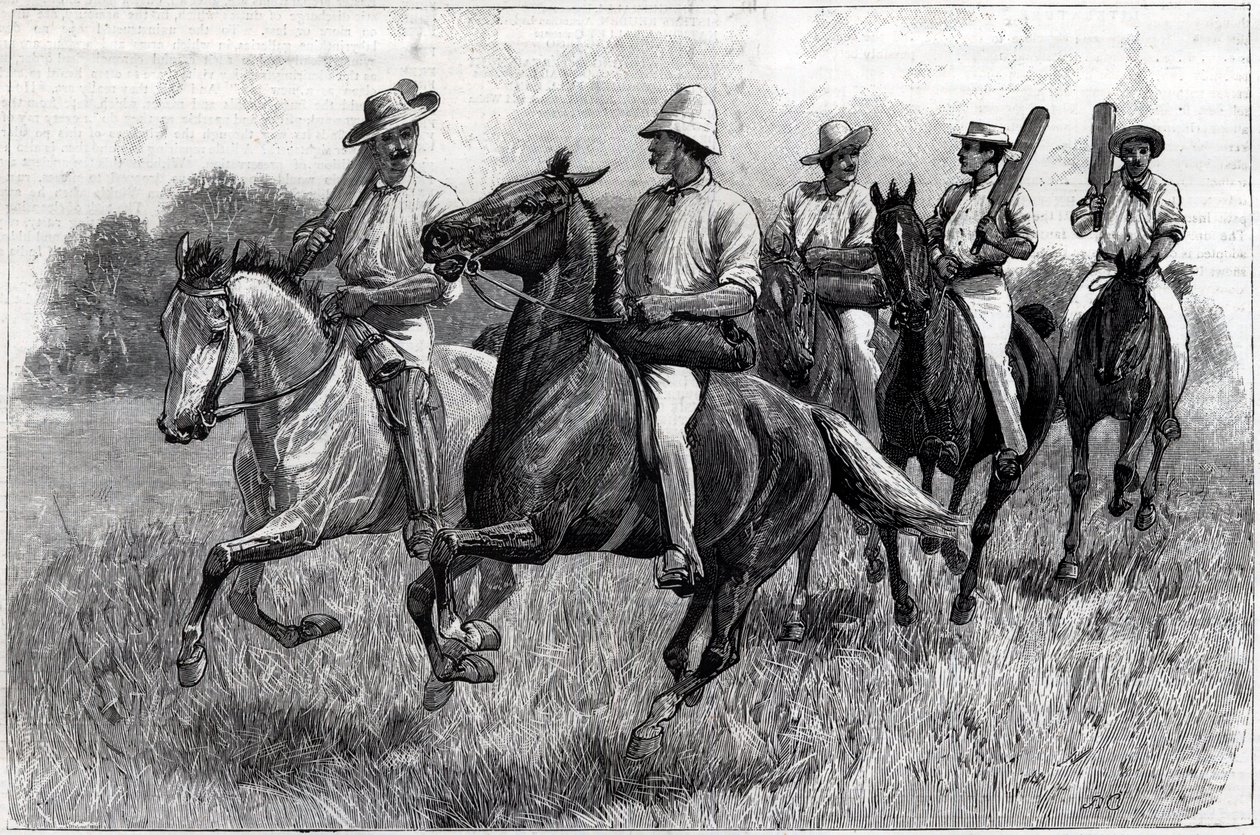 Kriket v Austrálii, tým, který jde nahoru-country hrát zápas. Ilustrace pro grafiku od English School