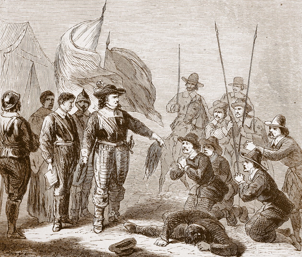 Cromwell potlačující vzpouru v armádě, 1649 od English School