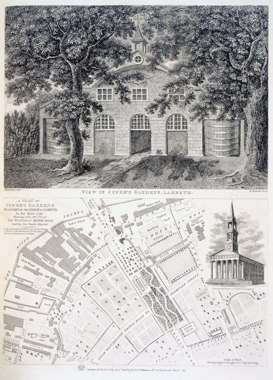 Cupers Gardens, Lambeth, vyryl Bartholemew Howlett, 1746 od English School