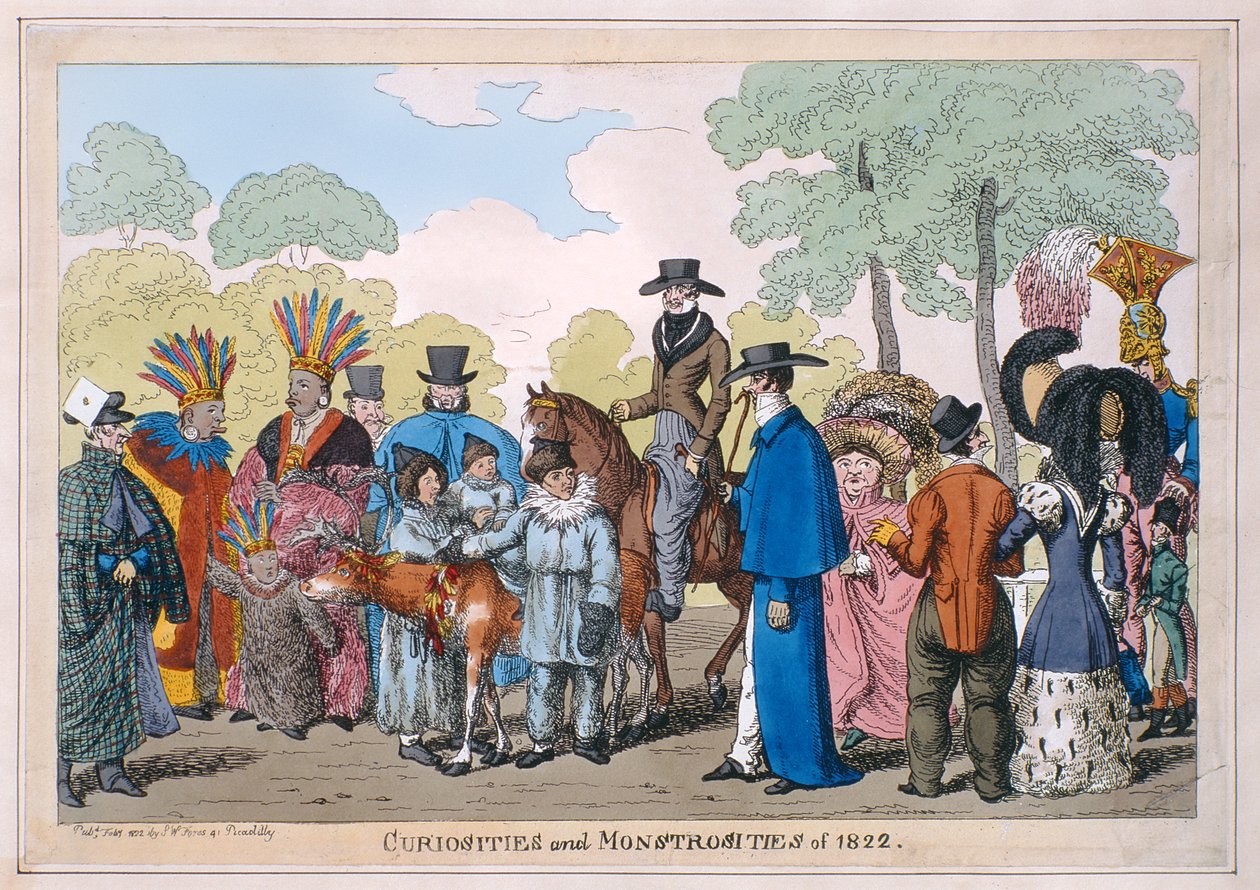Kuriozity a monstra 1822, 1822 (ručně kolorovaná rytina) od English School