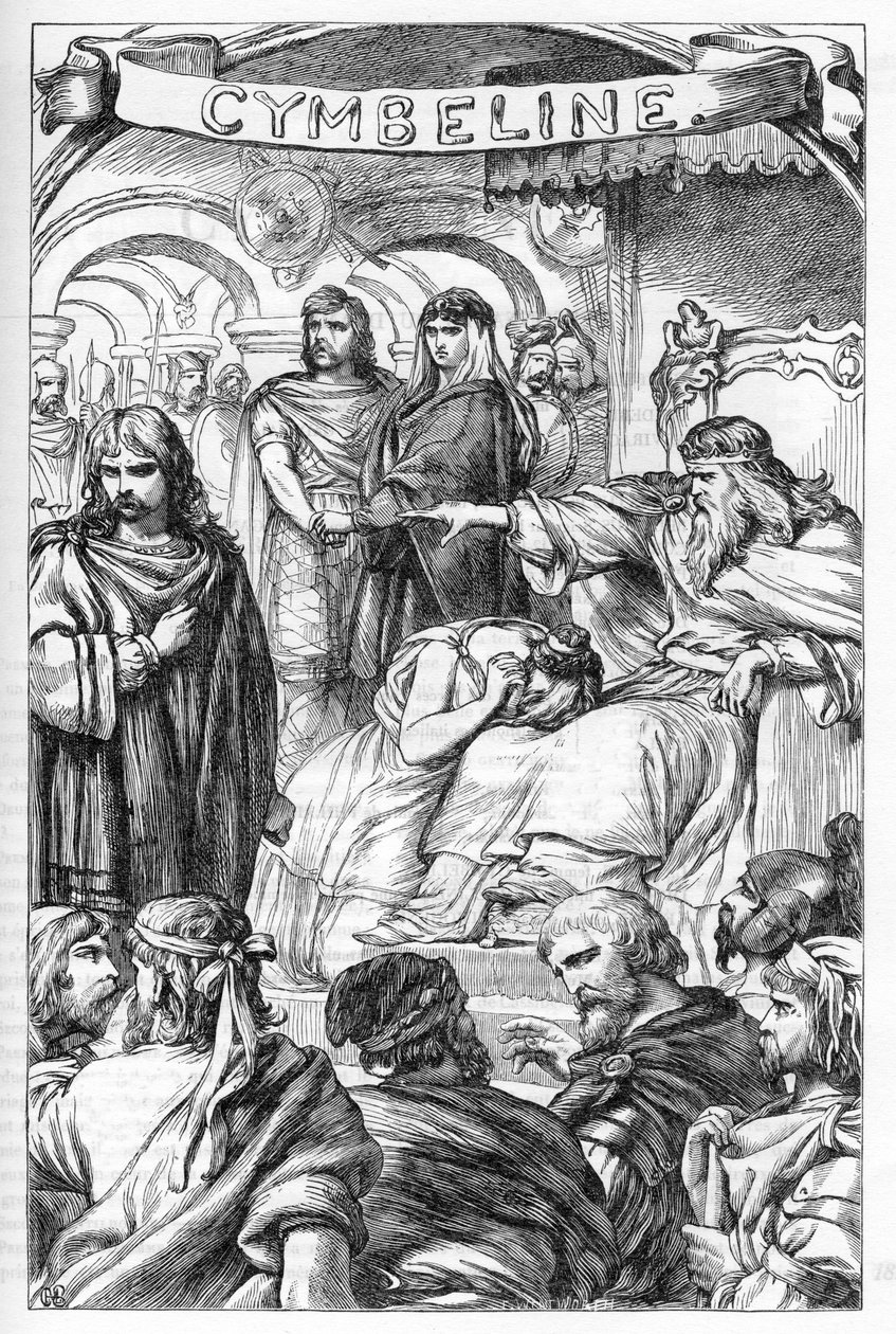 Cymbeline – (The Tragedy of Cymbeline, King of Britain) – Ilustrace v „“ Completes de William Shakespeare““ 1866 – Ilustrace a obecná forma tohoto vydání jsou vypůjčeny z Cassellova ilustrovaného Shakespeara, vydaného v Londýně od English School