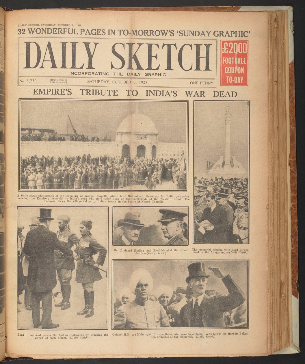 Daily Sketch, ukazující Rudyarda Kiplinga v Neuve Chapelle, 8. října od English School