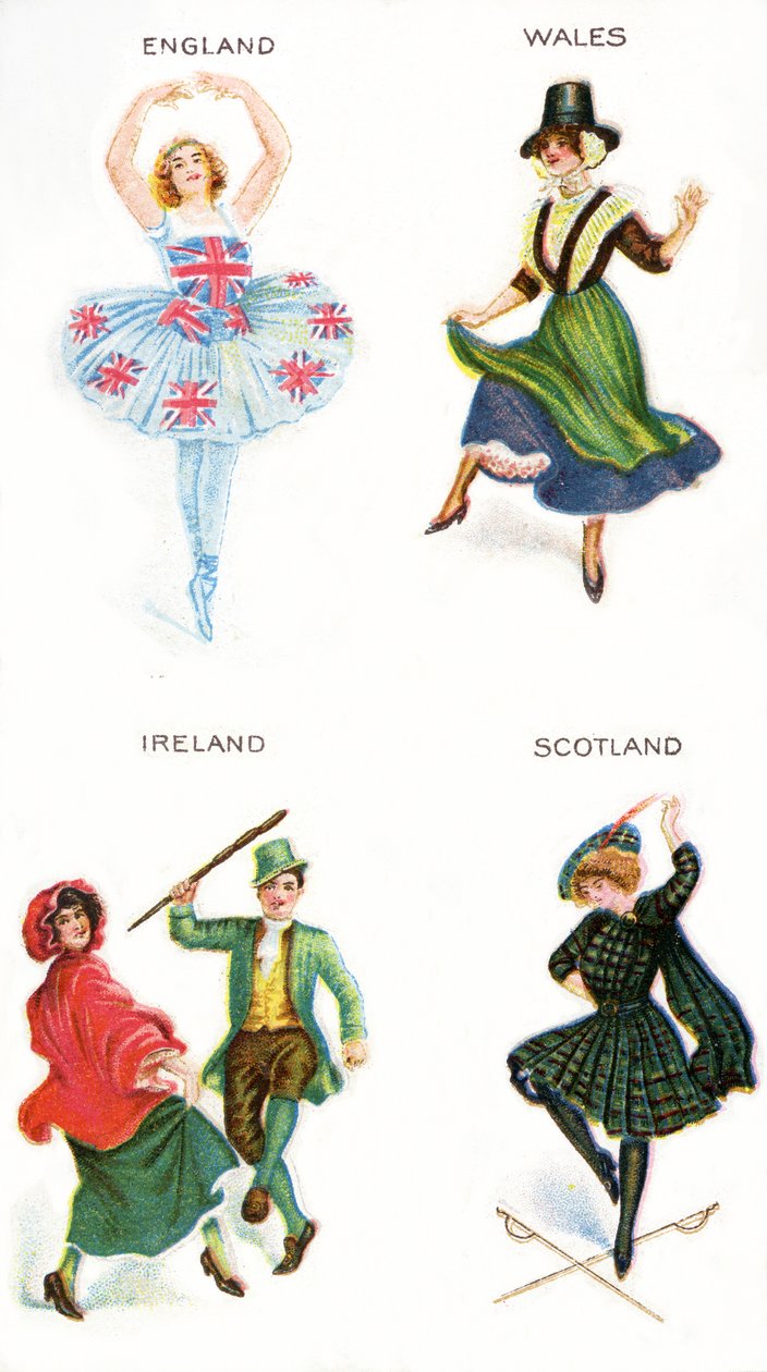 Dancers of the British Isles, cigaretové karty, 1915 (viz také 472941, 472966,472956,472963) od English School