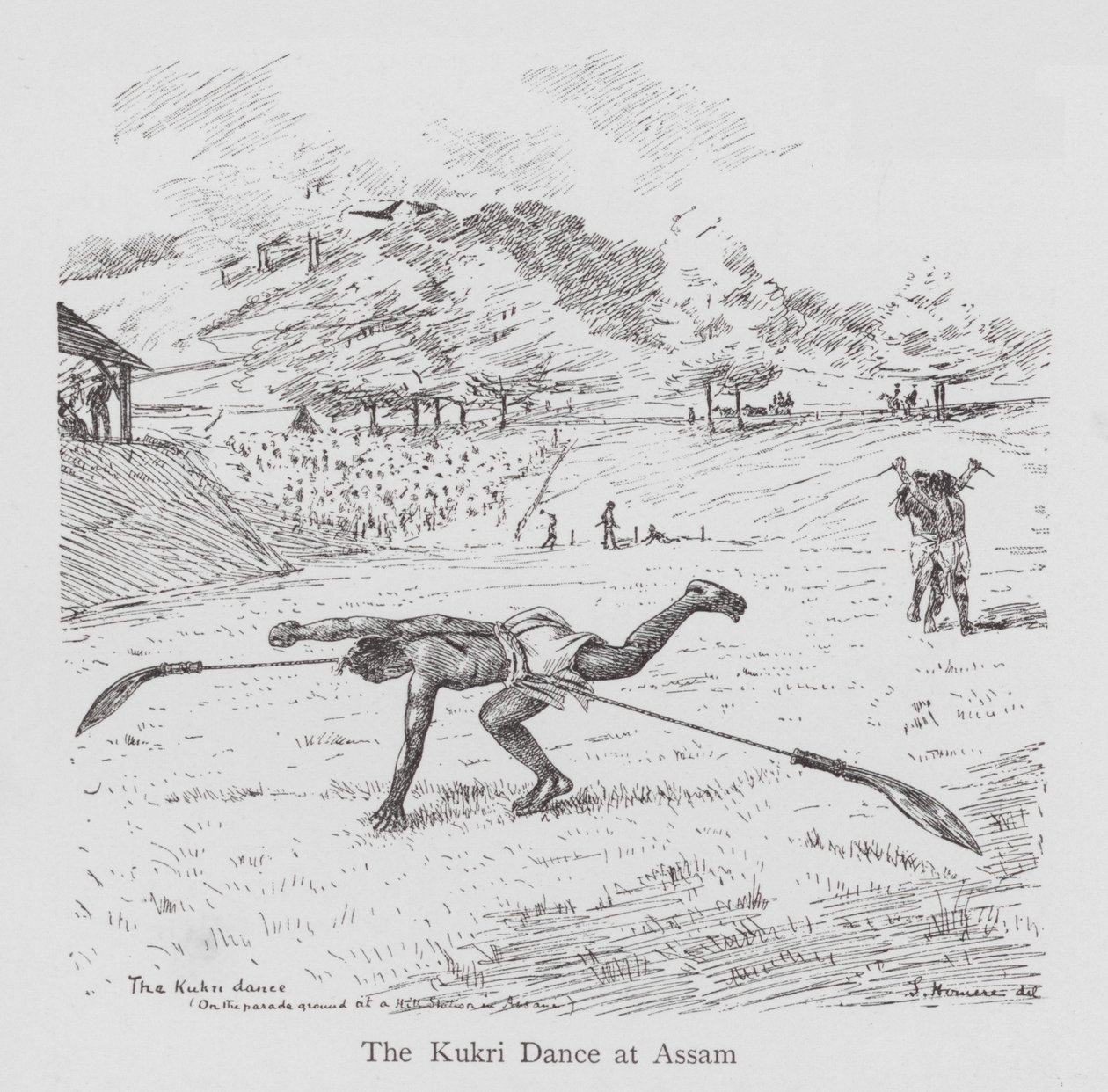 Tanec: The Kukri Dance at Assam (litho) od English School