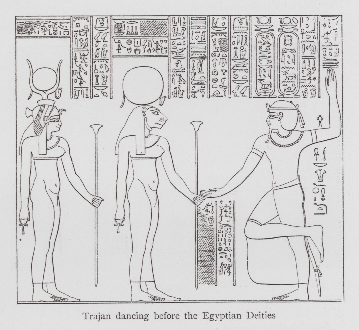 Tanec: Trajan tančí před egyptskými božstvy (litho) od English School
