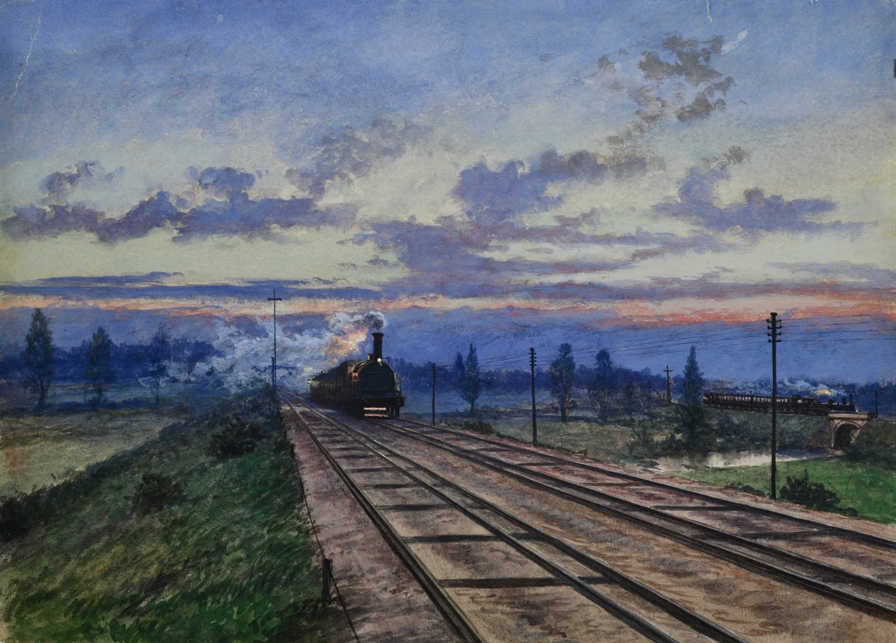 Dawn near Reading, 1870 (wc na papíře) od English School