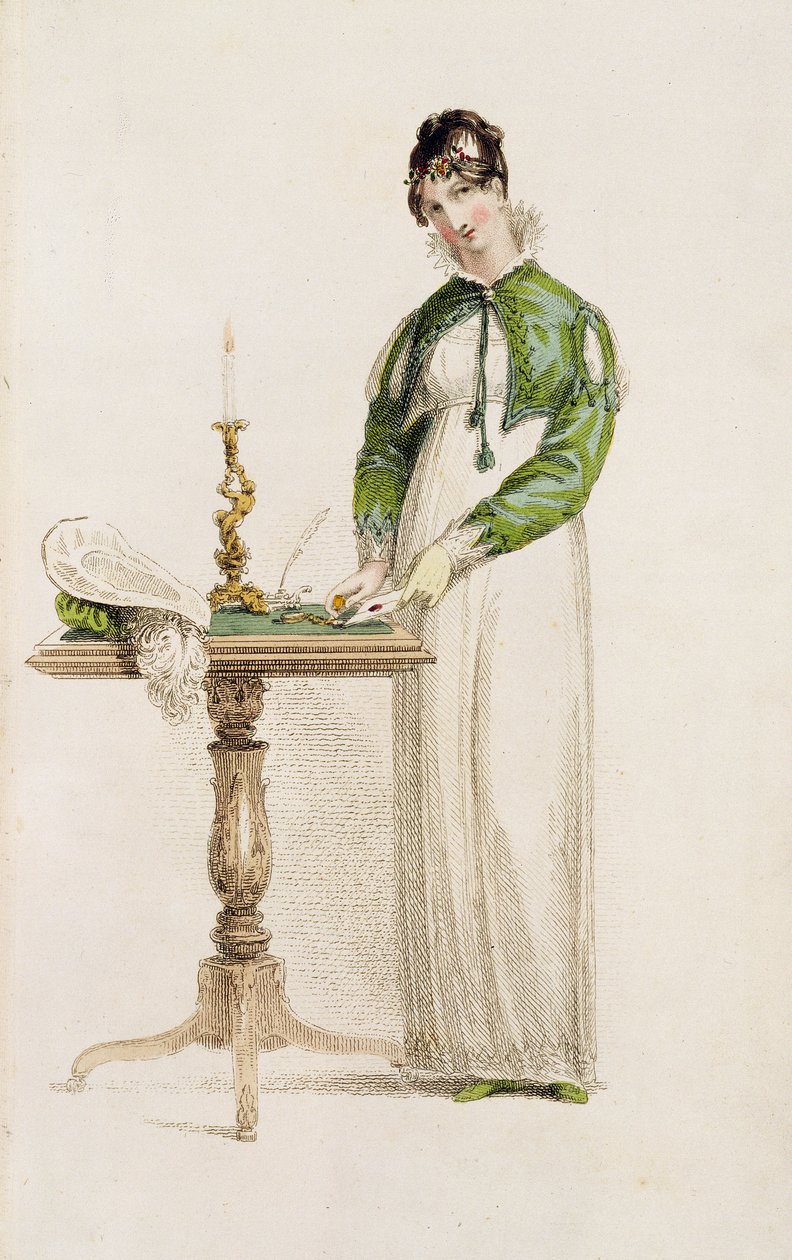 Denní šaty, módní talíř z Ackermanns Repository of Arts od English School
