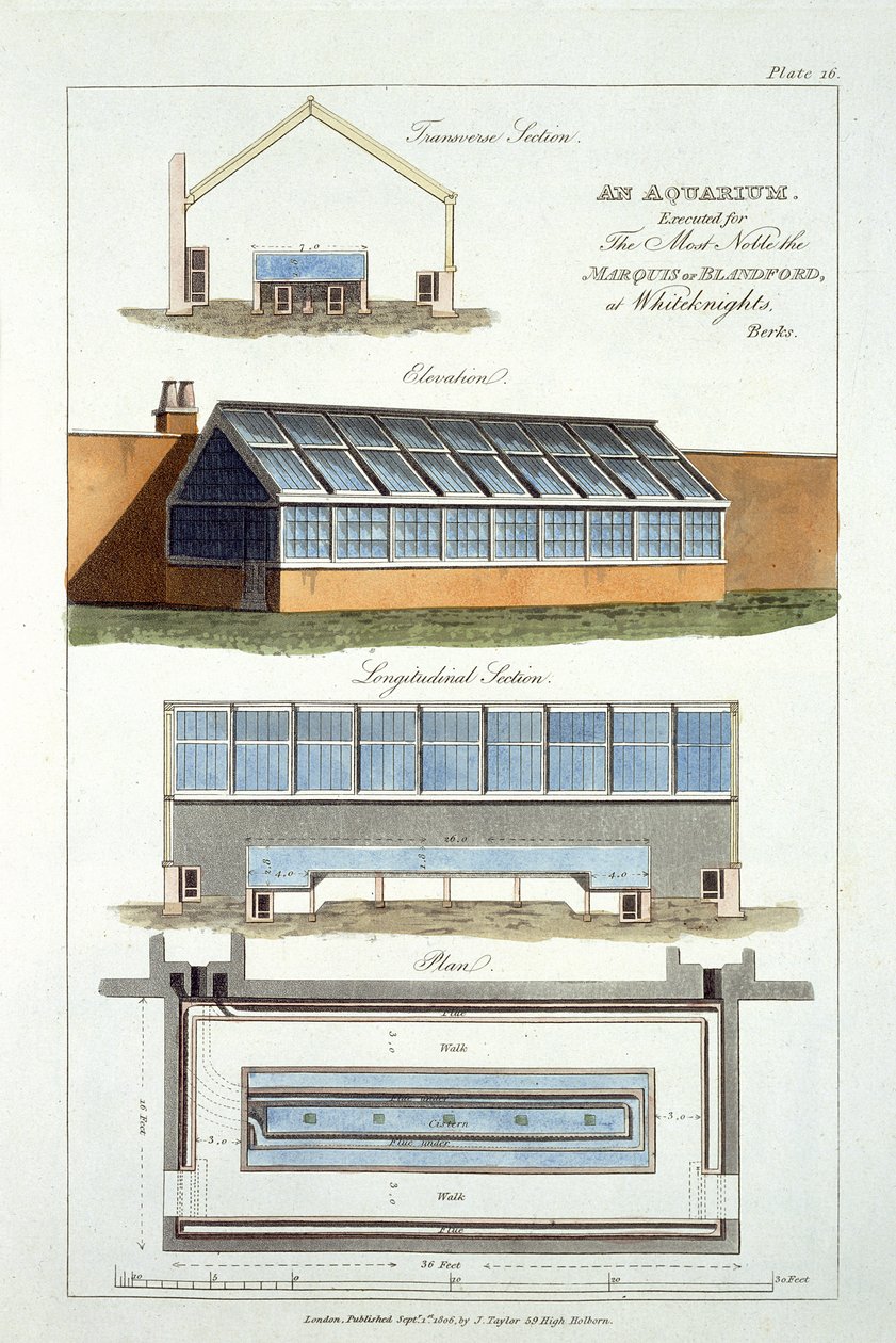 Design for An Aquarium, popravený pro markýze z Blandfordu ve Whiteknights, 1806 od English School