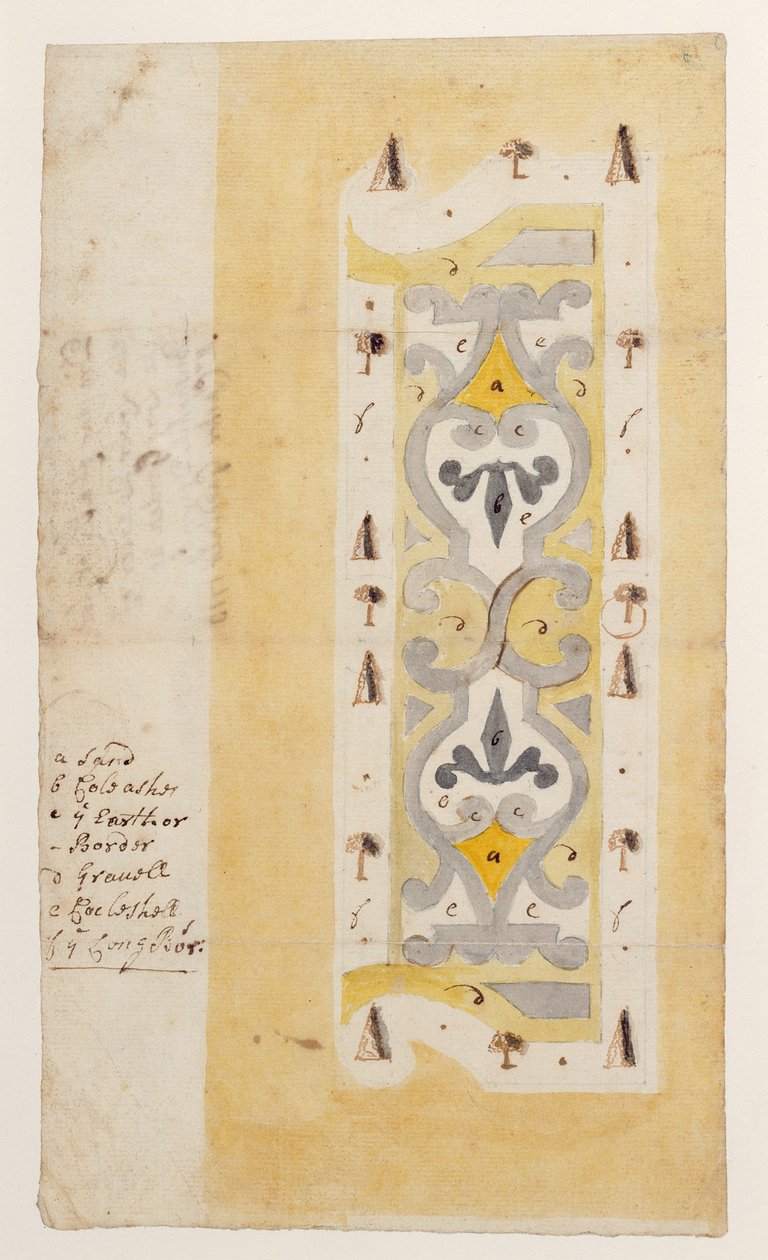 Design for a Knot Garden, Bush Hill, poblíž Edmontonu, Londýn, 1713 (wc a pero a hnědý inkoust na položený papír) od English School