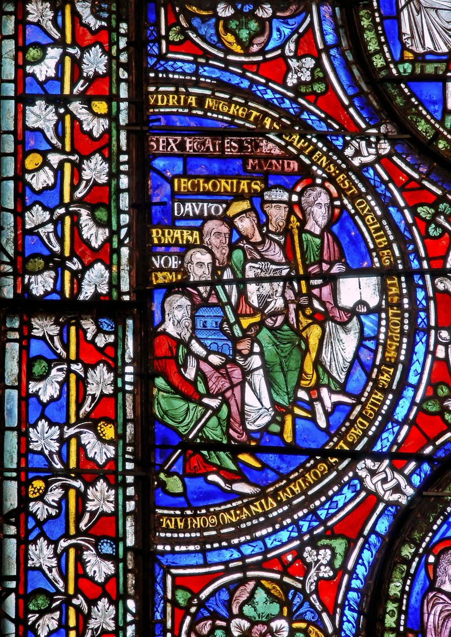 Detail z jednoho z biblických oken zobrazujících Šest věků světa od English School