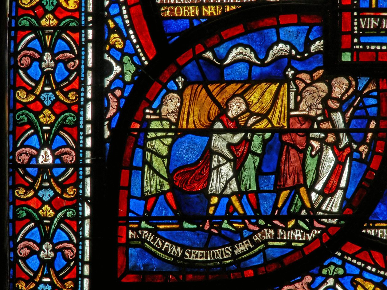 Detail z Miracle Window zobrazující příběh Jordana Fitzeisulfse od English School