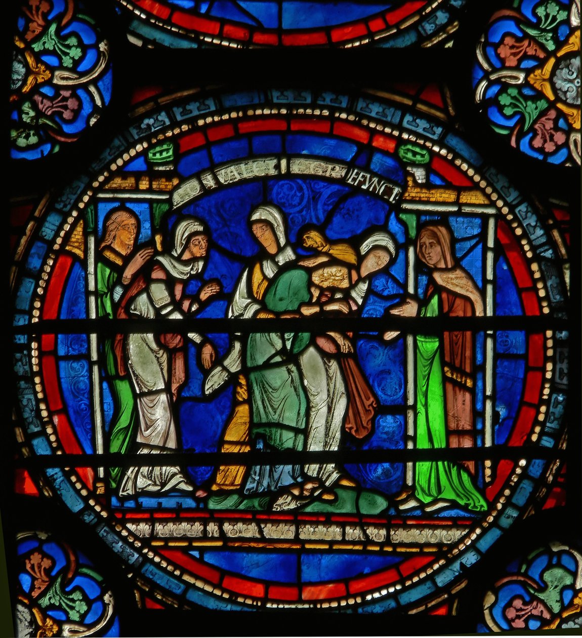 Detail z Miracle Window zobrazující Petronillas epileptický záchvat od English School