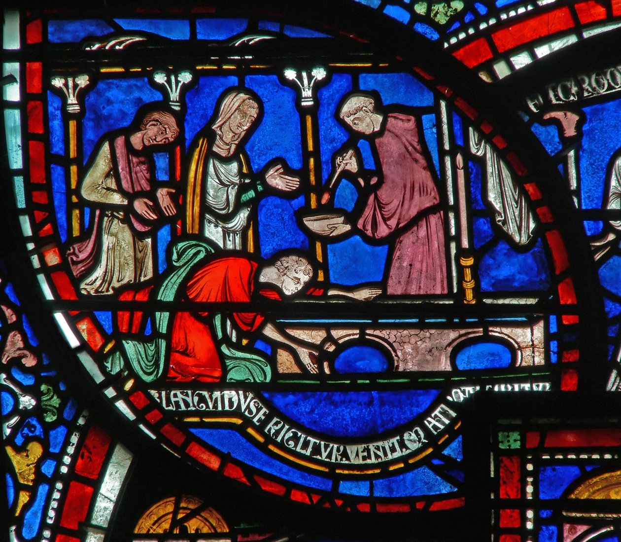Detail z Miracle Window zobrazující příběh Richarda Sunievese od English School