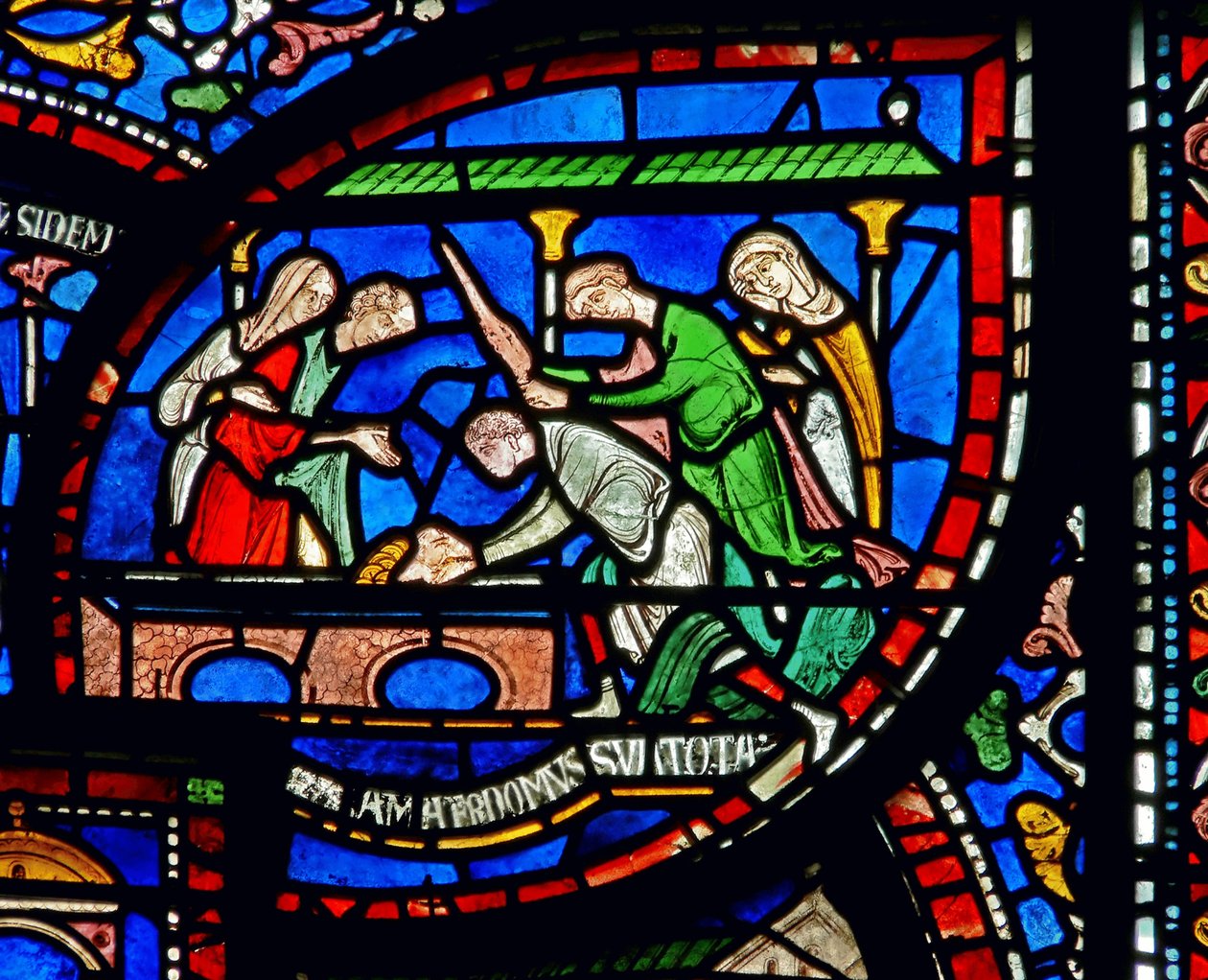 Detail z Miracle Window zobrazující příběh Richarda Sunievese od English School