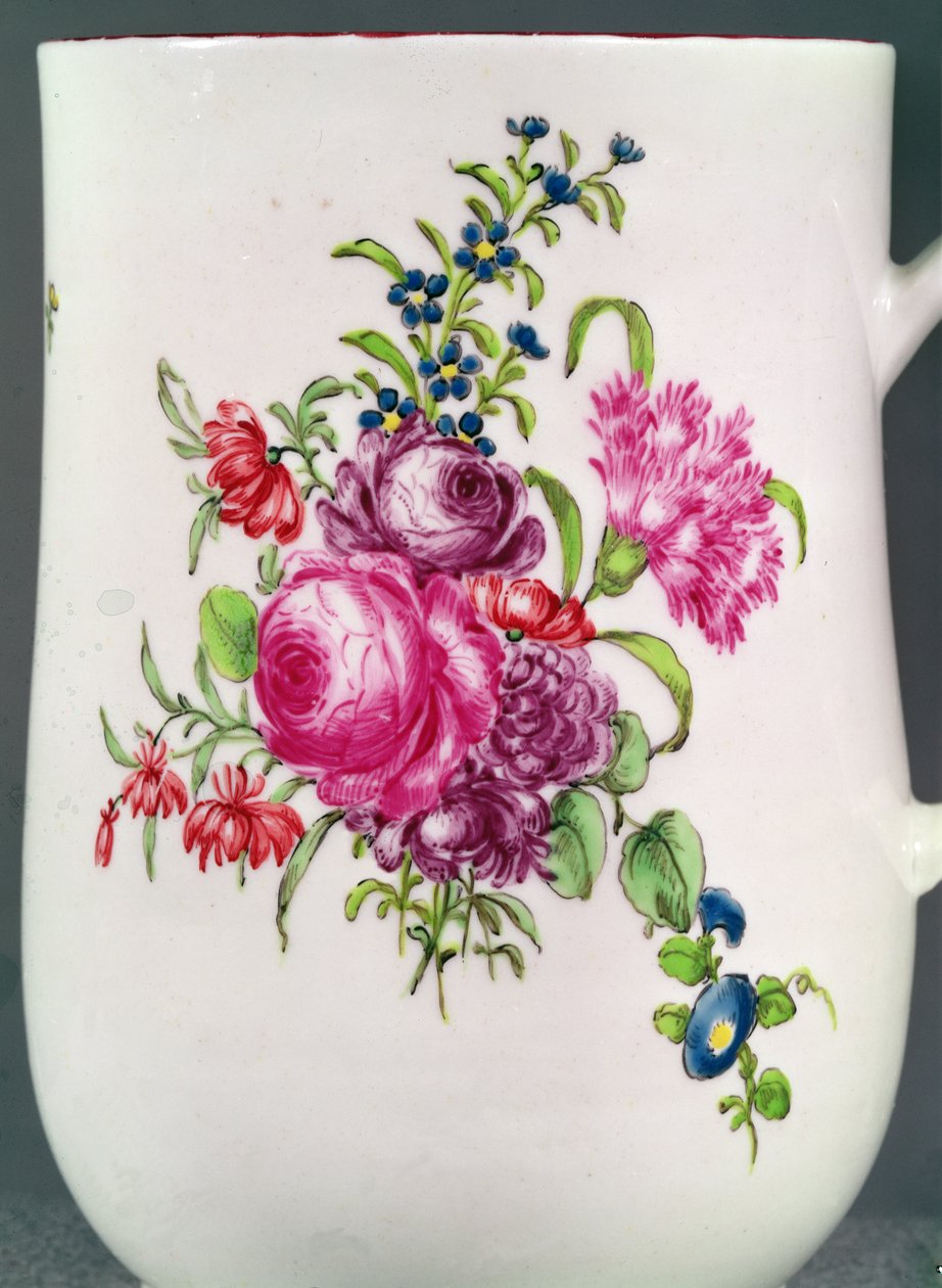 Detail dekorace hrnku Longton Hall Trembly Rose, cca 1755 (porcelán) od English School