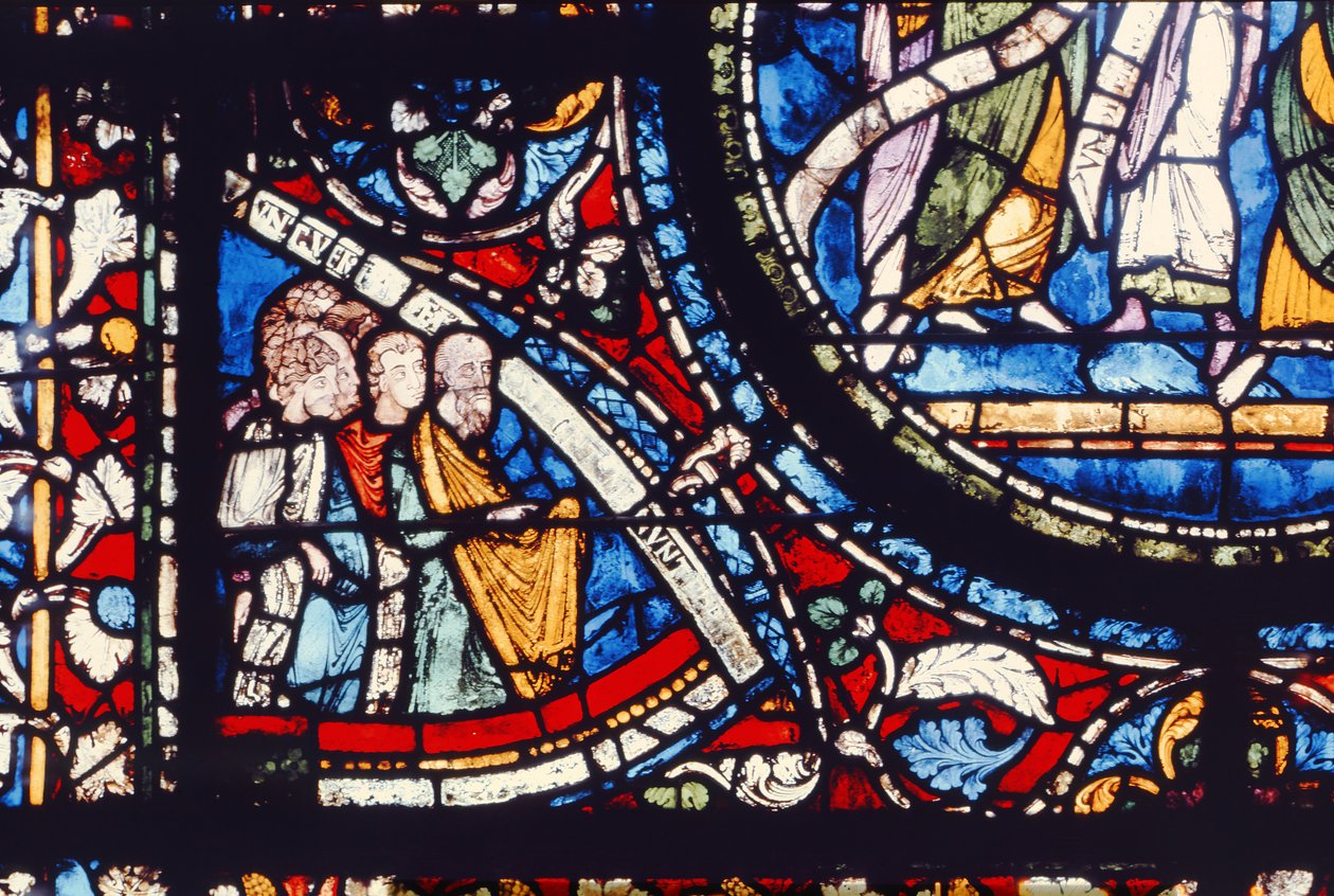 Detail severního okna sboru, konec 12. století (vitráže) od English School