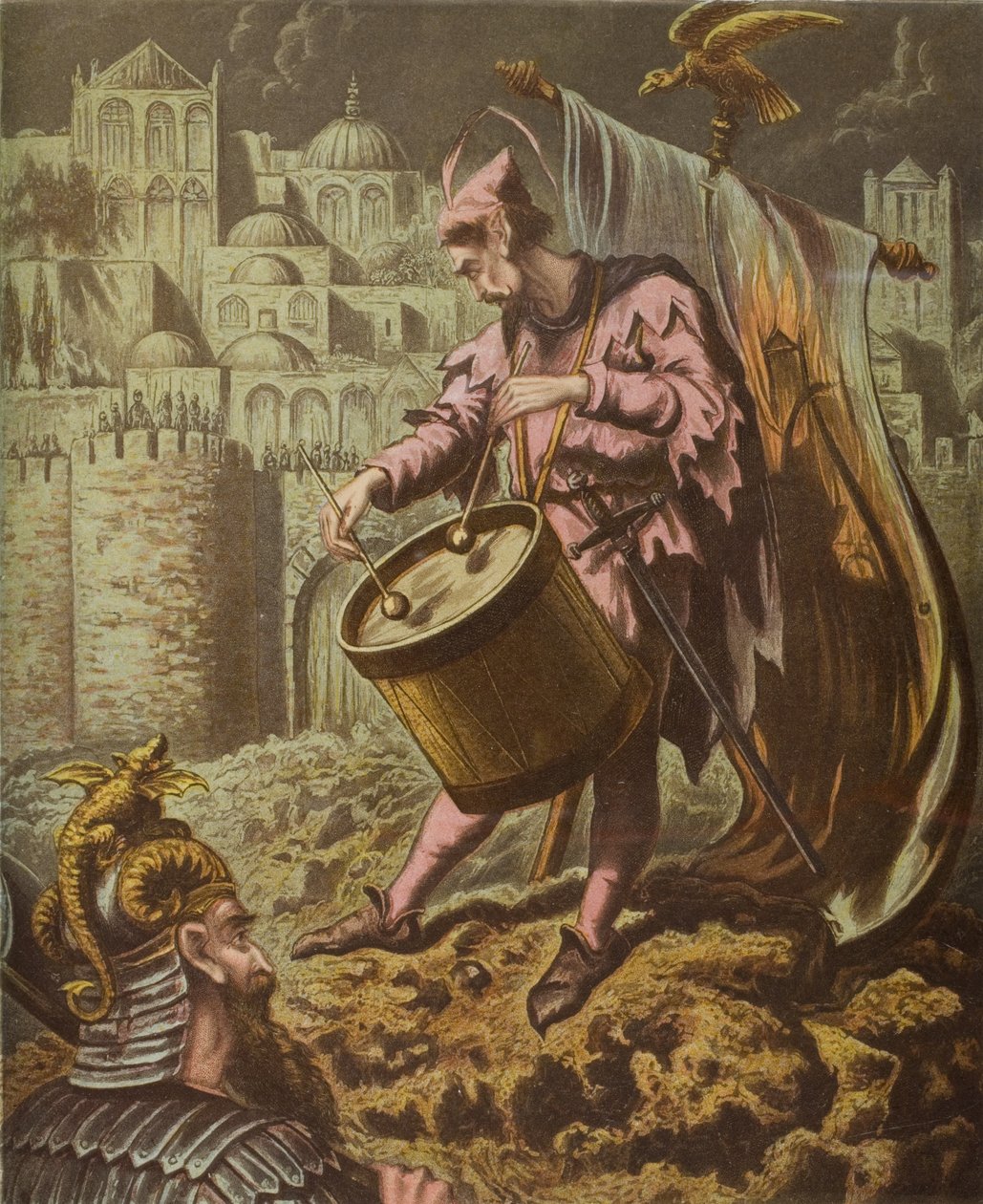 Diabolův bubeník před hradbami Mansoulu, ilustrace z 
