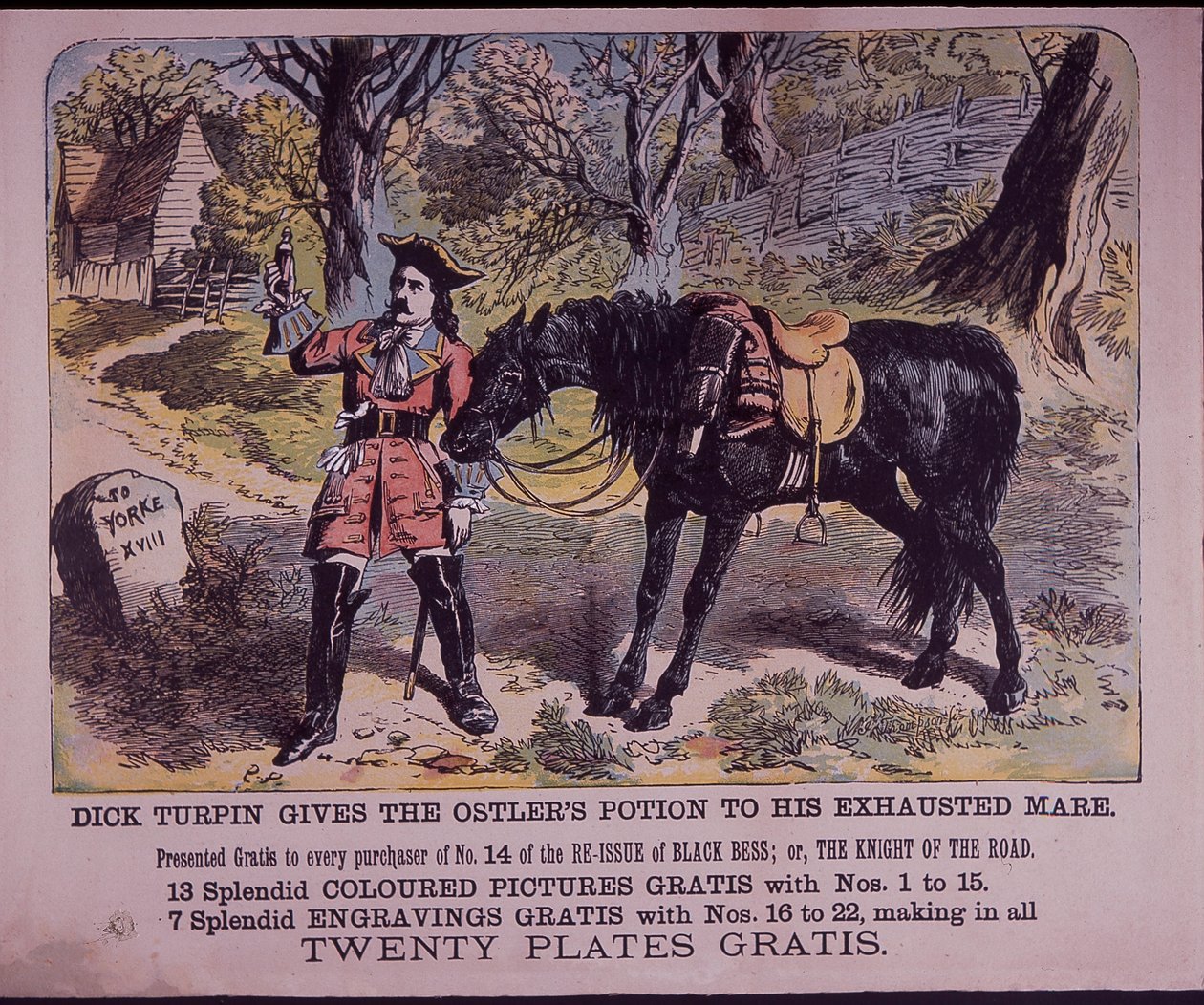 Dick Turpin s koněm Black Bess na cestě do Yorku (barva litho) od English School