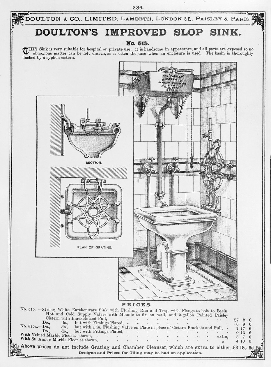 Doultons Improved Slop Sink, 19. století od English School