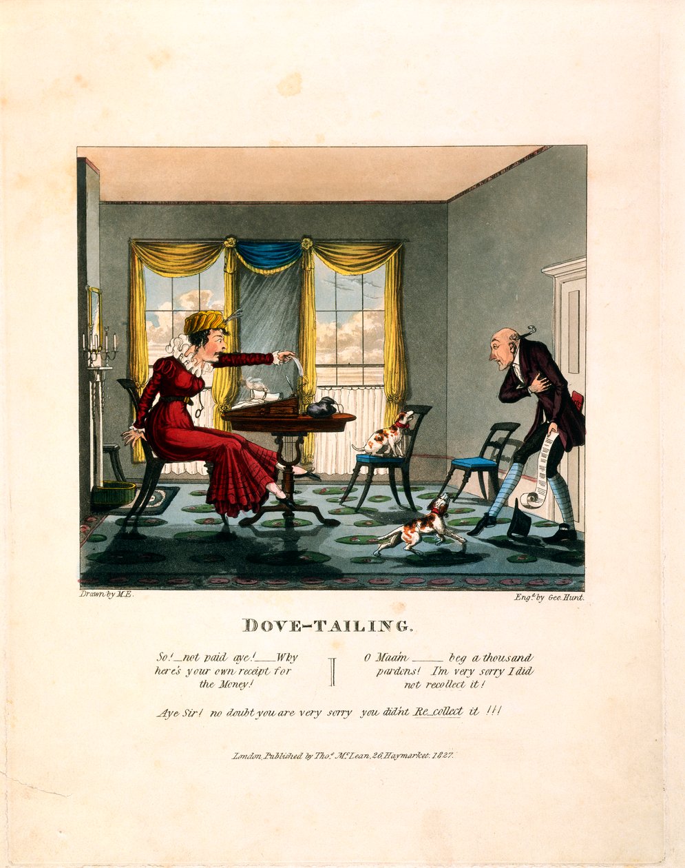 Dove-tailing, rytý George Hunt, publikoval Thomas Mclean, 1827 od English School
