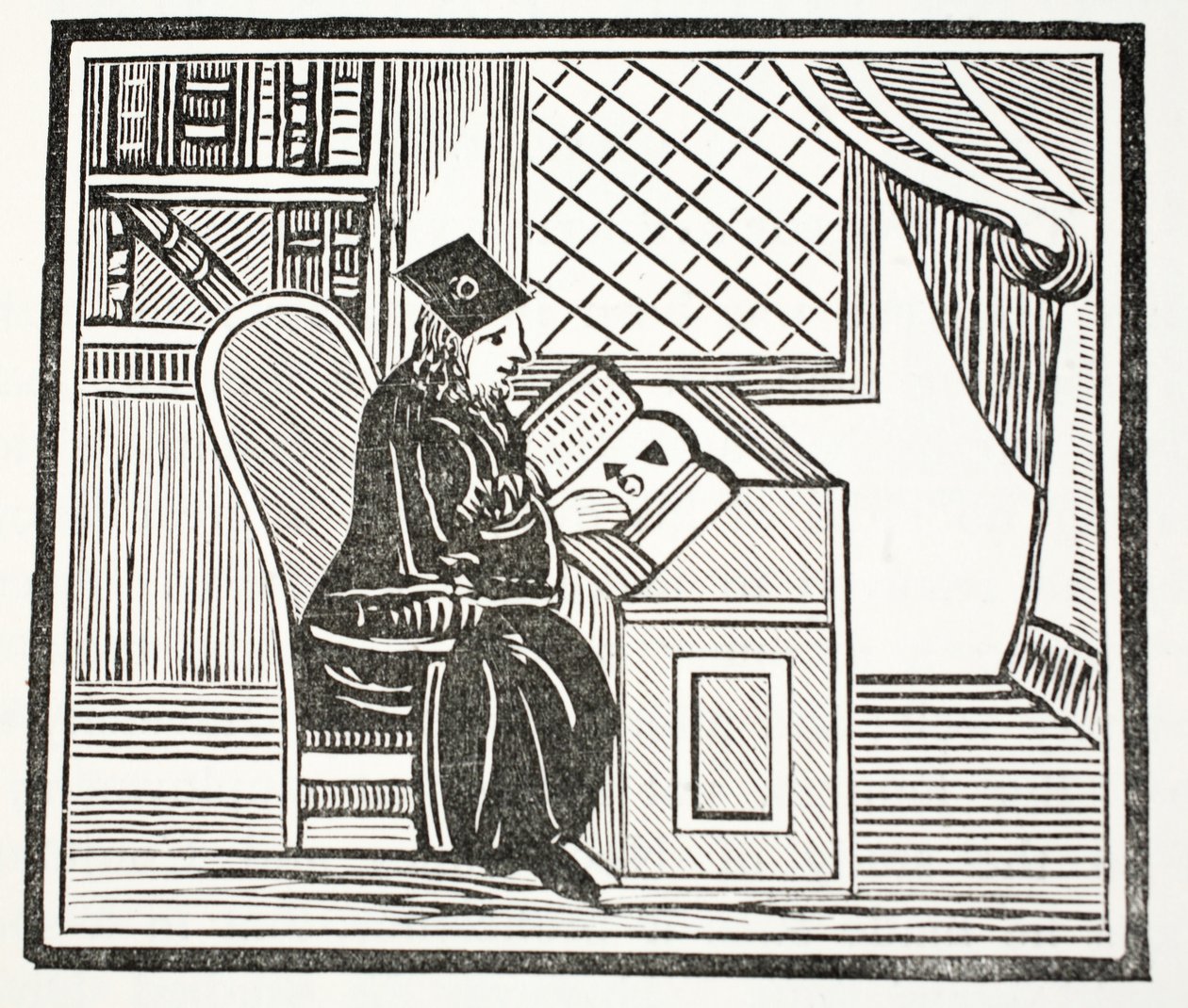 Dr. John Faustus, ilustrace z Chap-books of the Eighteenth Century od Johna Ashtona, pub. 1882 od English School