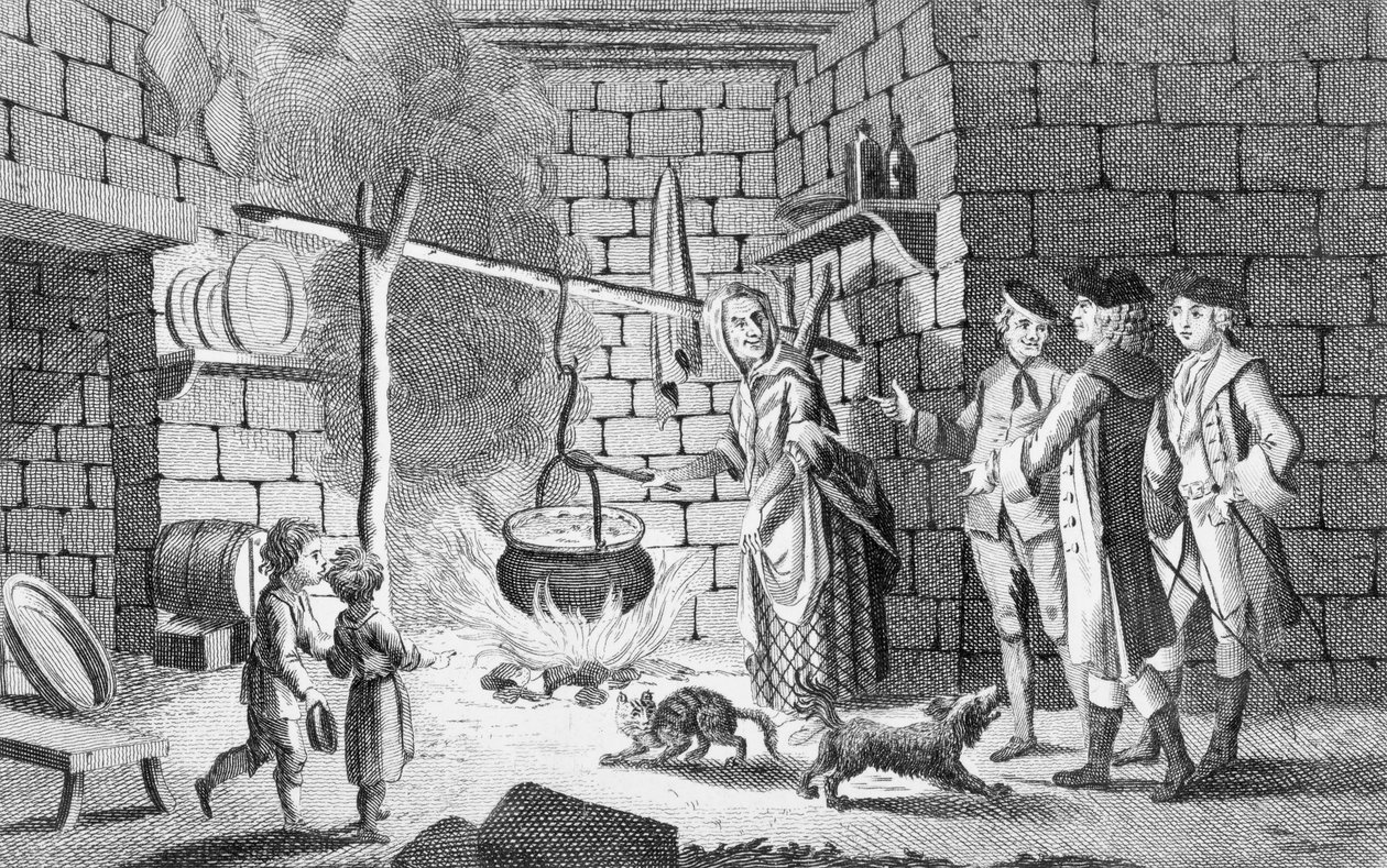 Úvod Dr. Samuela Johnsona do chaty na Vysočině, z knihy "The Life of Johnson" od Jamese Boswella, 1775. od English School
