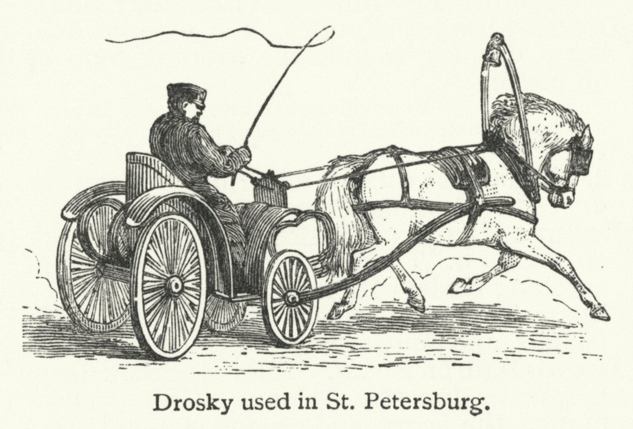 Drosky používané v Petrohradě (rytina) od English School